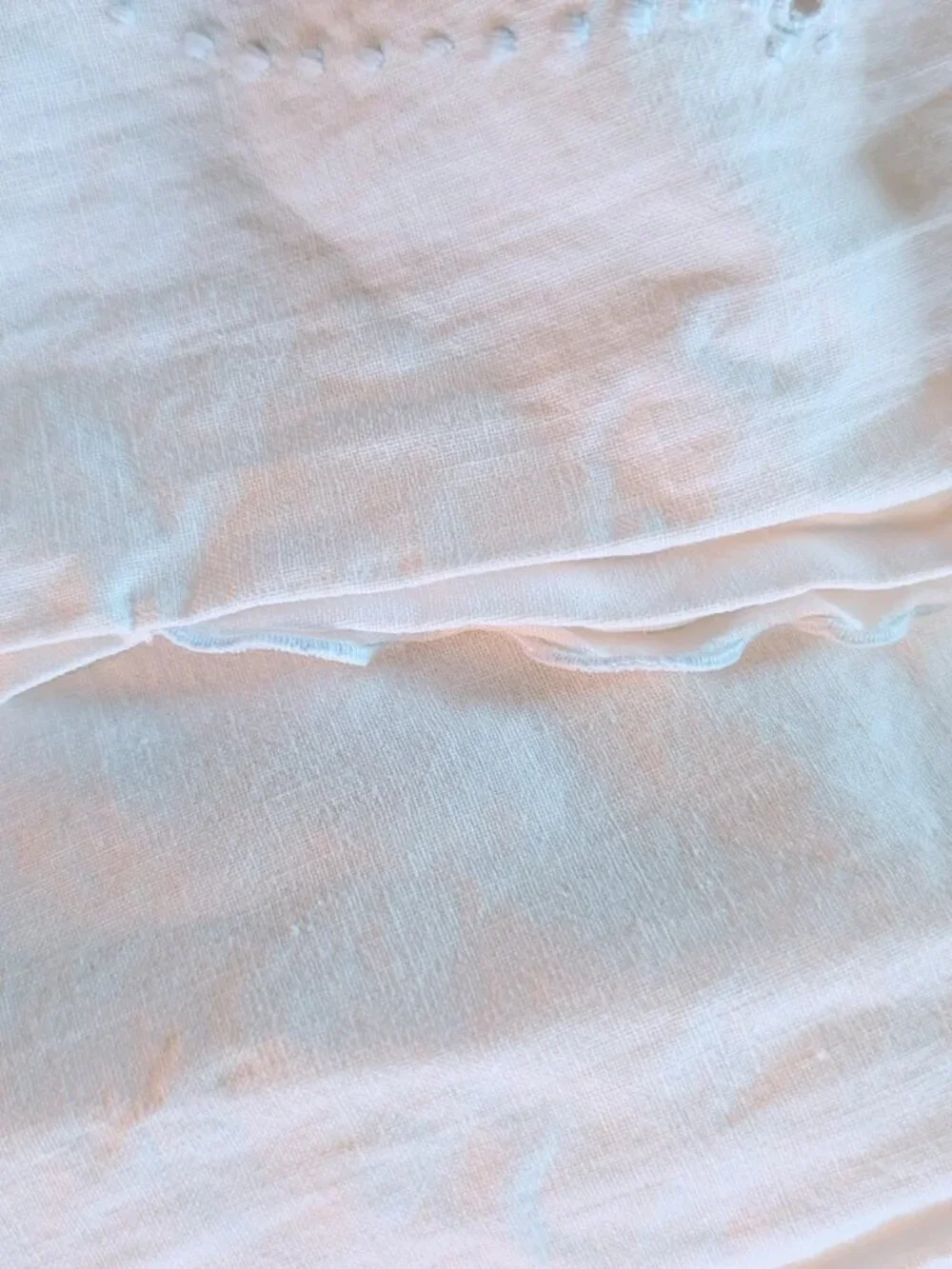 VTG White Eyelet Lace Scalloped Flat Sheet Full Double Bed Floral Cottagecore